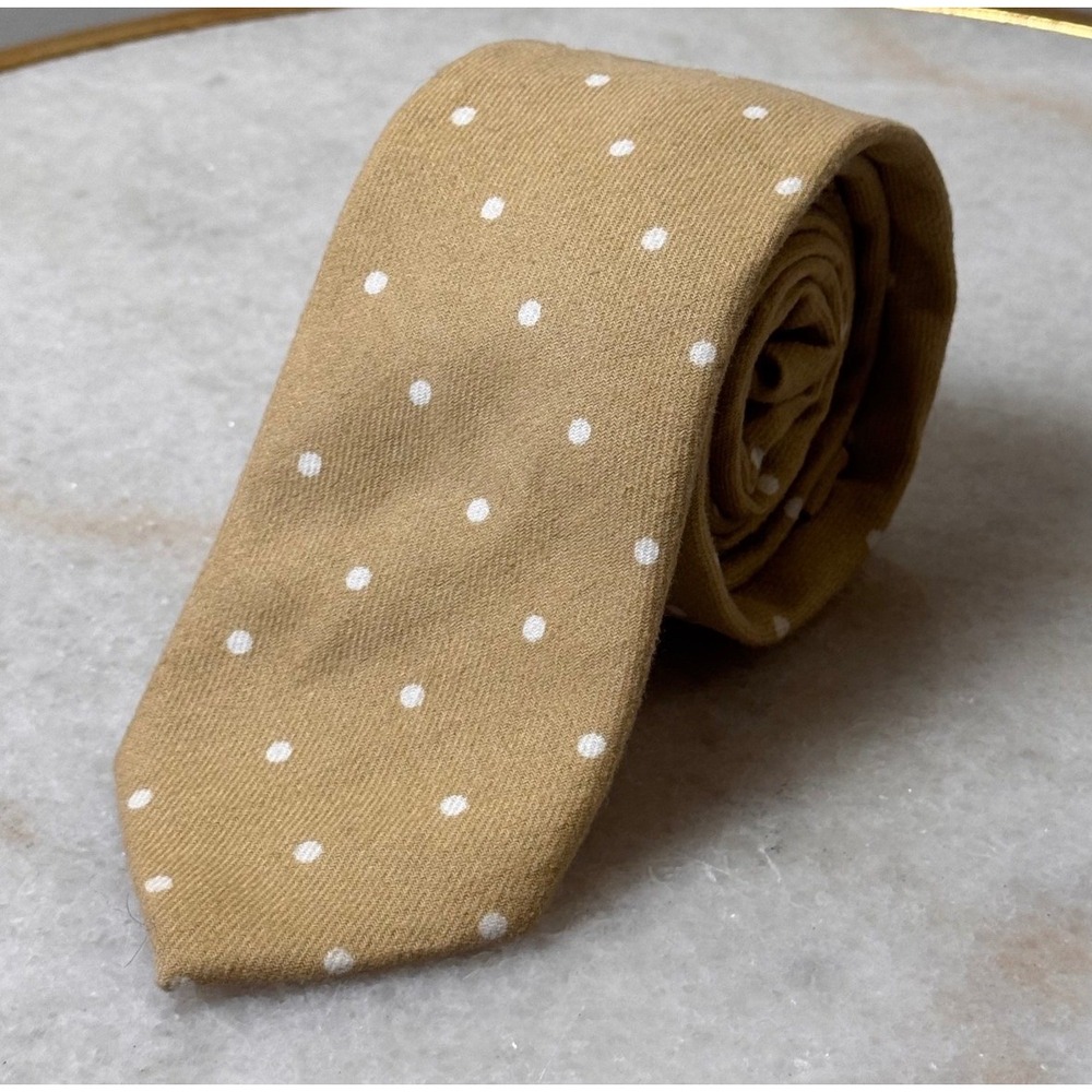 Jack‎ Sartori Italia Mens Khaki Tan Polka Dot 100% Cotton Necktie Slim 2.75"